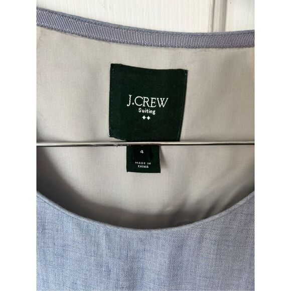 J. Crew Womens Sheath Linen Dress Round Neck Lined Cap Sleeves Ribbon Waist Sz 4 - Picture 2 of 6